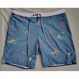 Roark Revival Chiller‎ Tourister Men's Navy Stretch Size 32 Board Shorts